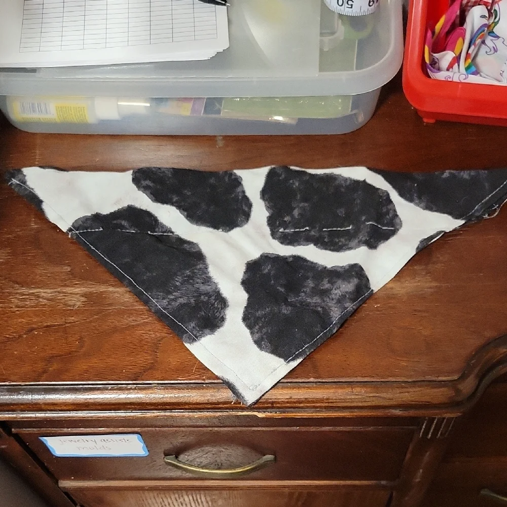 Black and White Cow Print Dog Bandana